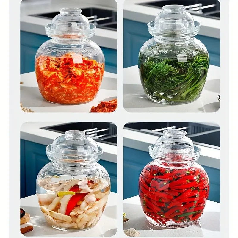 2 Pack/ 1Pack Glass Fermentation Jars - Pickle Jar & Brewing Fermenting Canister for Kimchi, Sauerkraut, Vegetables, Airtight Lids, Ideal for Home Chefs & Fermentation Enthusiasts, Perfect for Kitchen Use