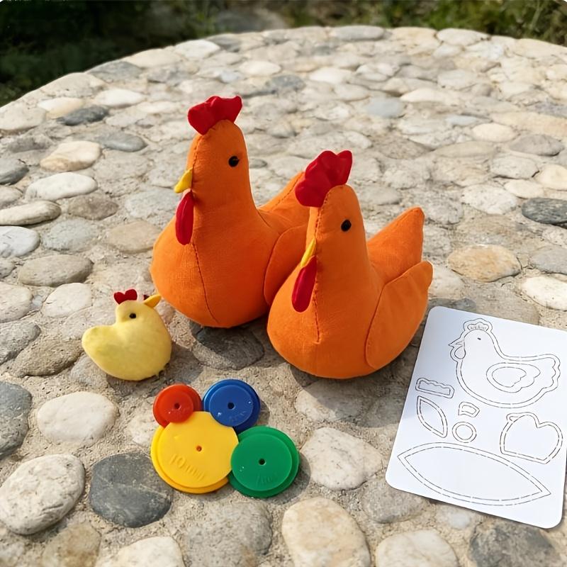 Chicken-themed Patchwork Sewing Template (with 4 tracing tools and hen family motifs) - a colorful handmade guide for quilting, handcrafting, Easter crafts, compatible with sewing machines and hand sewing