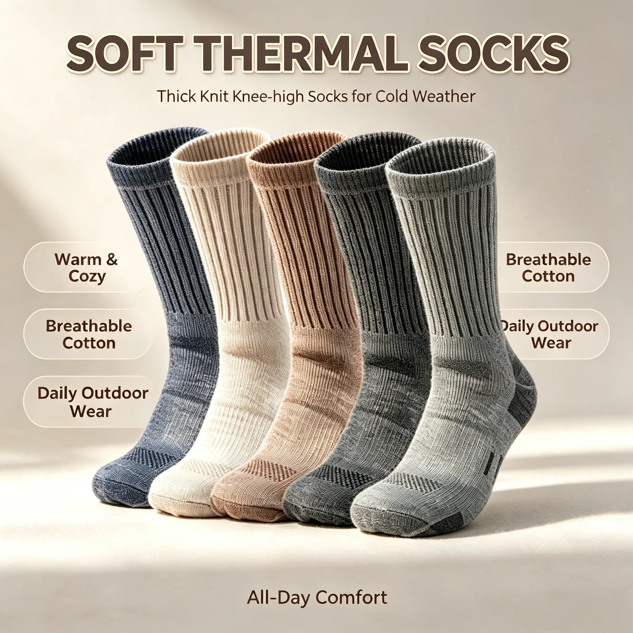 Yulabra Wool Blend Work Socks Autumn Winter Faux Double Stitch Anti Pilling Thick Thermal Men Hosiery Wear Resistant Warm Cushioned Daily Outdoor Comfy Cold Weather Stocking