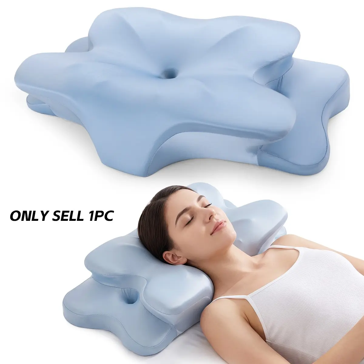 YUNDISSI Orthopedic Memory Foam Butterfly Cervical Pillow Mothers Day Fathers Day Gift Ergonomic Wing Side Sleeper Support with Neck Groove Back & Side Sleeping Pillow Slow Rebound Washable Cover Neck Pain Relief Better Sleep Gift for Mom Dad