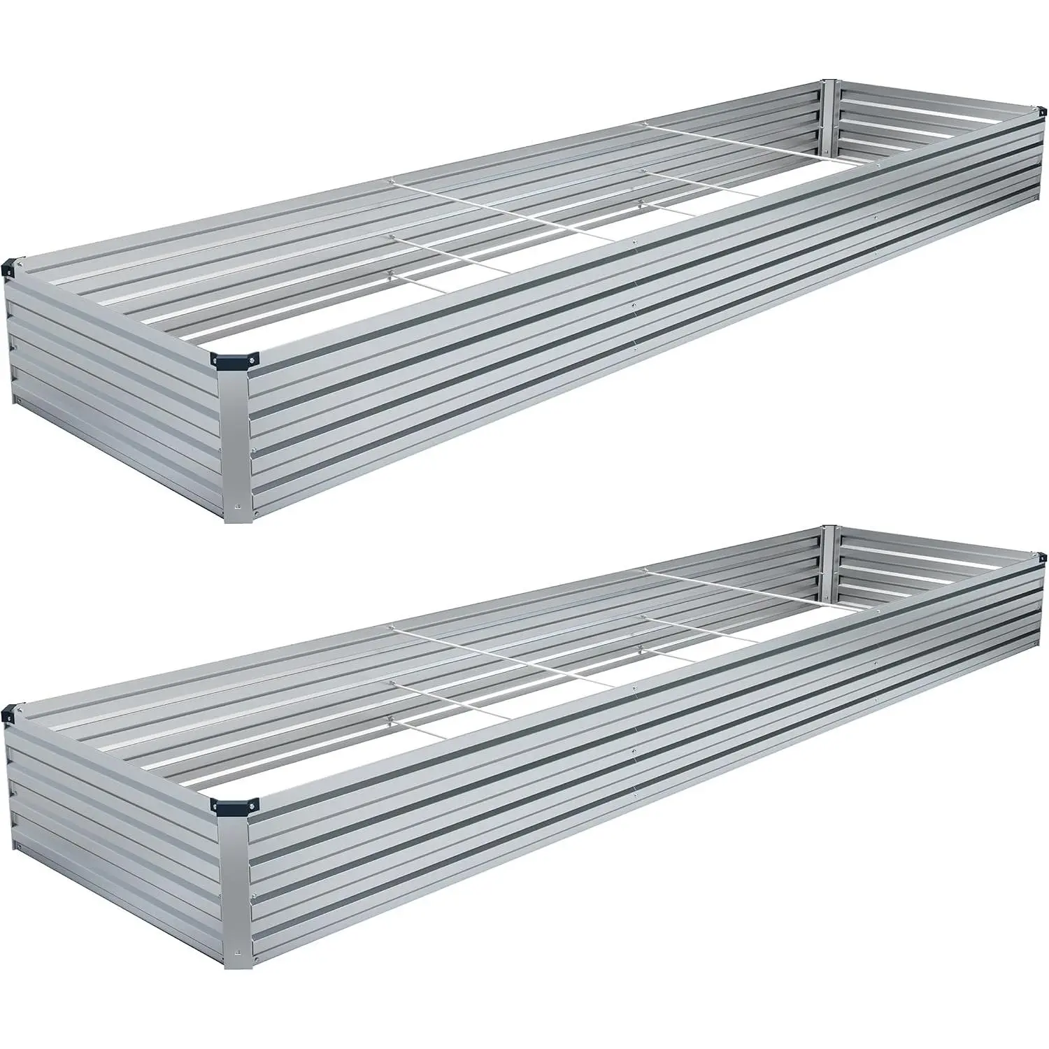 2PCS 12x4x1FT Galvanized Raised Garden Bed Kit,Vegetable Boxes-Rectangle Metal Flower Box,Large Planter Raised Beds Outdoor Garden for Planting,Fruit,Herb-Silver