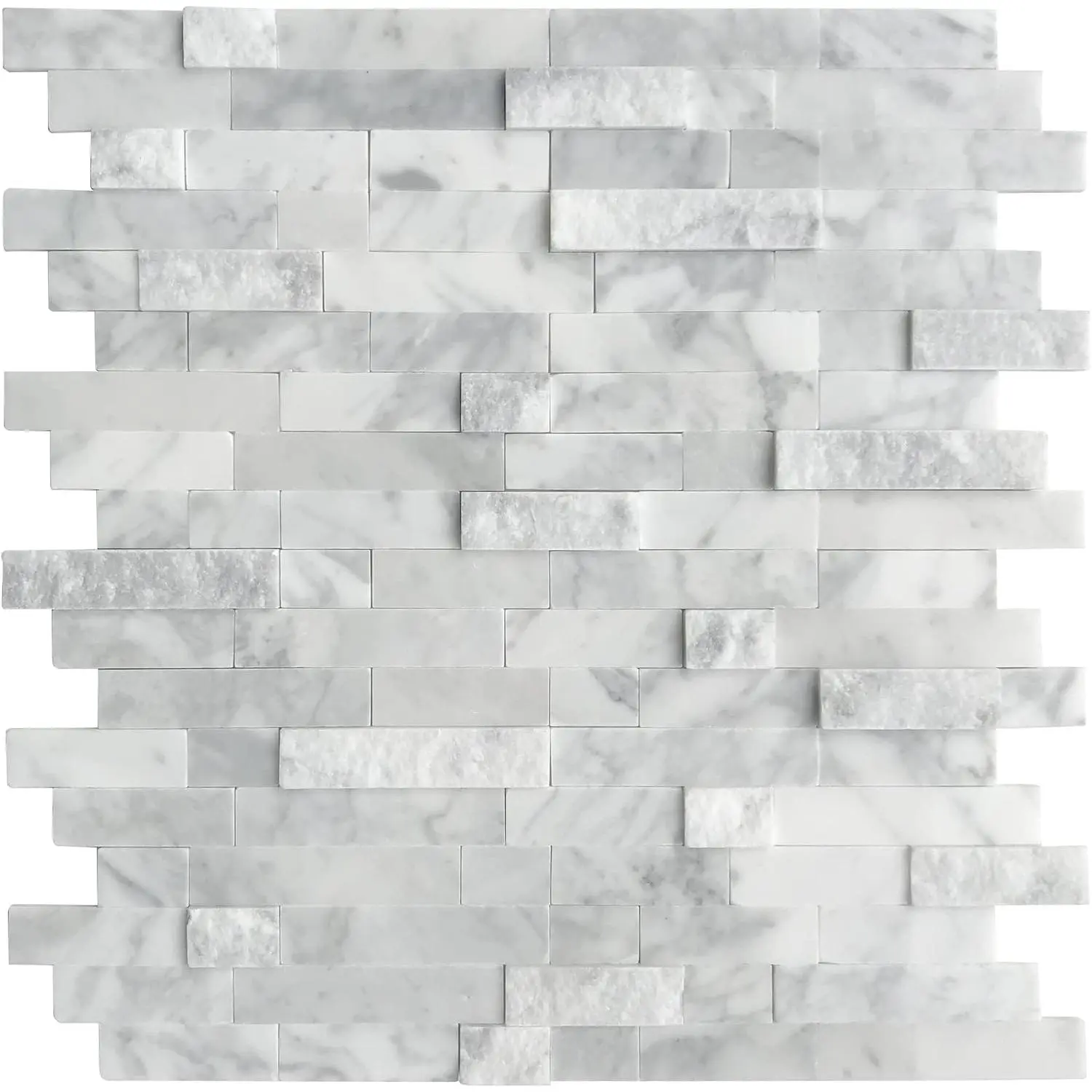 5-Sheet Peel and Stick Mosaic   Stone Self Adhesive Marble Tiles, 11.5" x 10.7" Stick  Backsplash for Kitchen Bathroom Fireplace ,  Gray