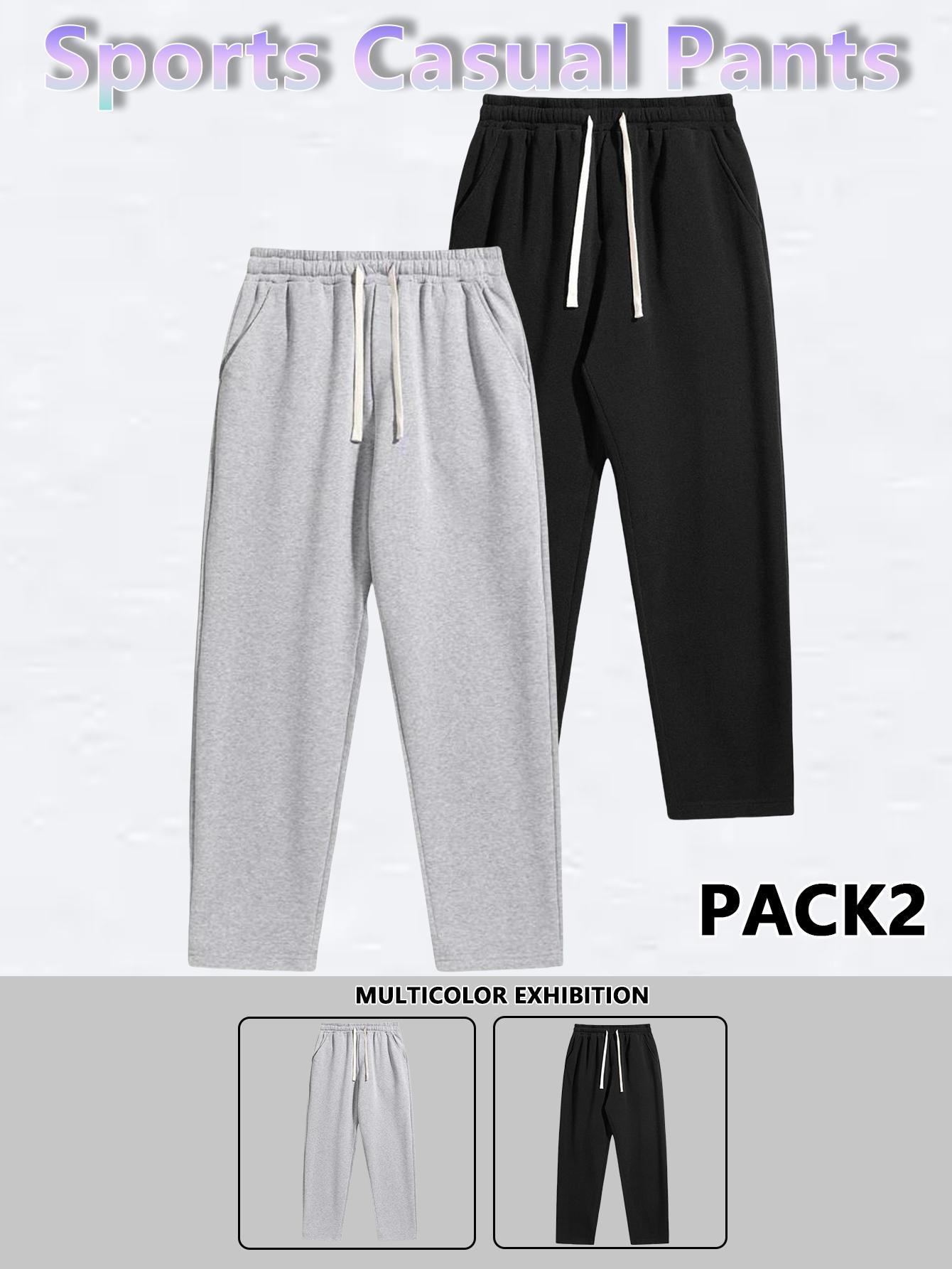 Men’s Regular Fit Solid Drawstring Waist Sweatpants, Casual Pocket Design Pants for Fall & Winter, Men’s Trousers for Everyday Wear, Yoga Training Pants, Vacation Outfits, Essentials, Men’s Outfits