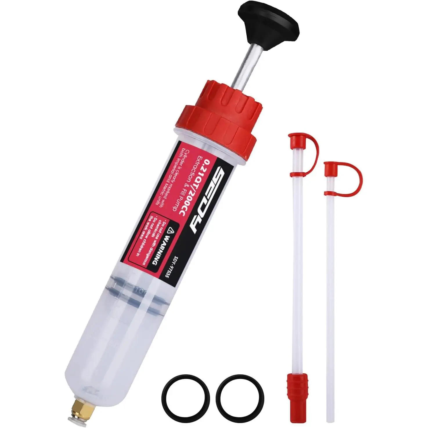 Manual 200cc Polypropylene Fluid Extractor - Multi-Purpose Suction Pump for Automotive Use, Extracting Fluid, Oil Transfer, RVs