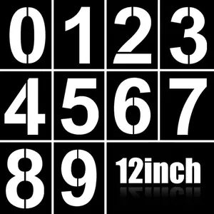 12 Inch Large Number Stencils Kit, Reusable Plastic Address Number Painting Templates for Mailbox Signs, Road, Parking Lot, Door, Trucks