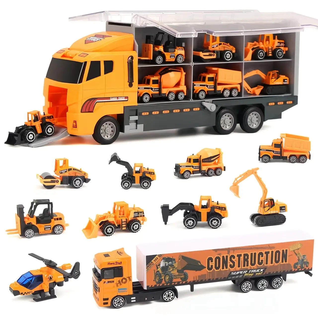 Building Truck Diecast Car Toy Set, Vehicle Playset, Mini Excavator Dump Truck Model, Kids' Alloy Engineering Vehicle, Birthday Gift for Boys and Girls