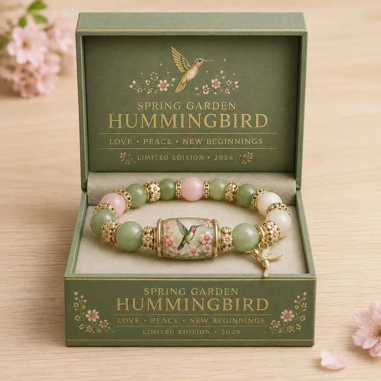 Beaded Bracelet with Gift Box, Bee Sunflower Turtle Hummingbird Cardinal Butterfly Charms, Elastic Stone Beaded Bracelet, Women Girls Beaded Inspirational Jewelry Gift, Adjustable Charm Bracelet