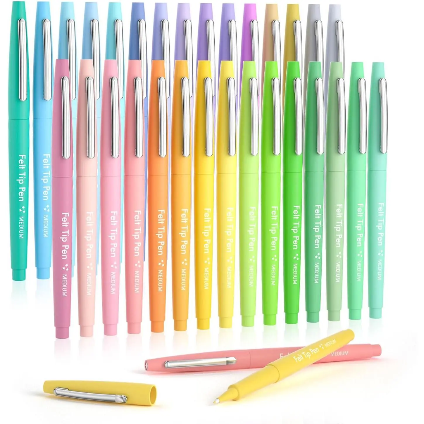 30 Colors Felt Tip Pens, Medium Point Pastel Colored Pens, Felt Tip Markers Pens For Journaling, Writing, Note Taking, Planner Coloring,  for Art Office and School Supplies