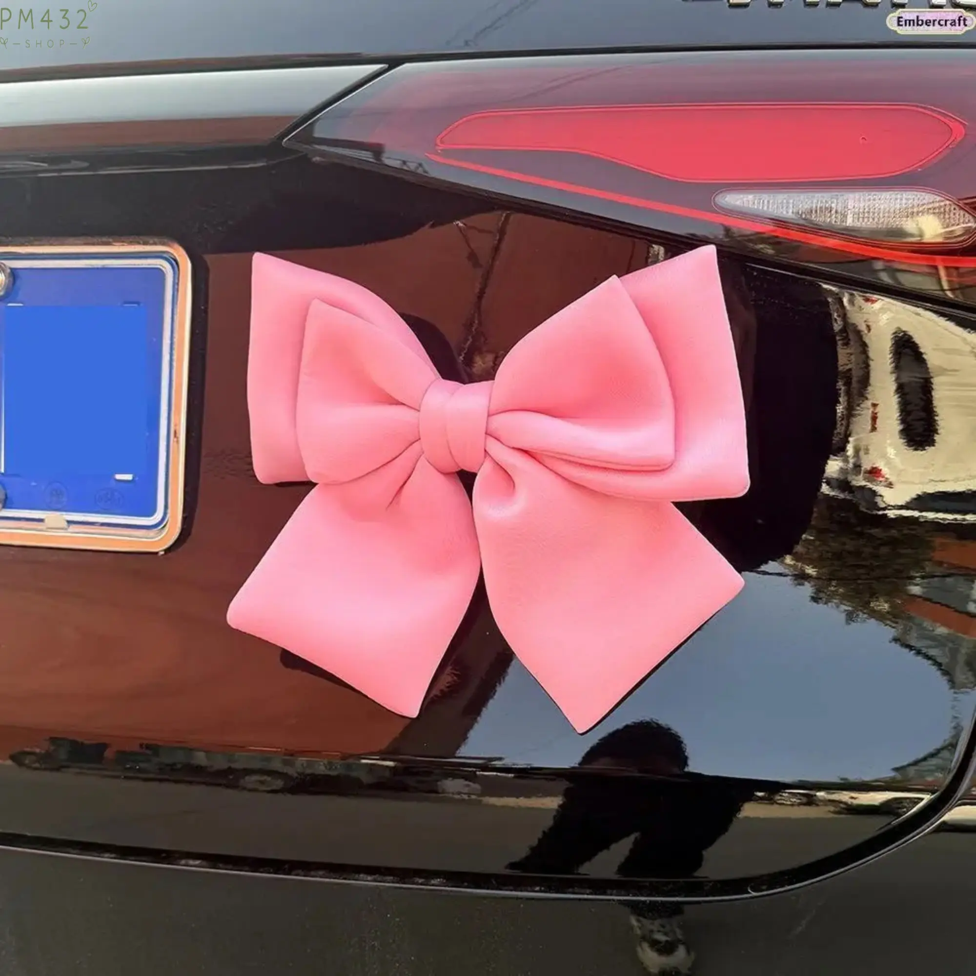 Cute Car Bow Decor Sticker, Girly Car Accessories for Women, Waterproof Vehicle Exterior Decoration for SUV Sedan Motorcycle, Kawaii Ribbon Ornament, Trendy Auto Styling Decal for Daily Driving & Car Photo Props