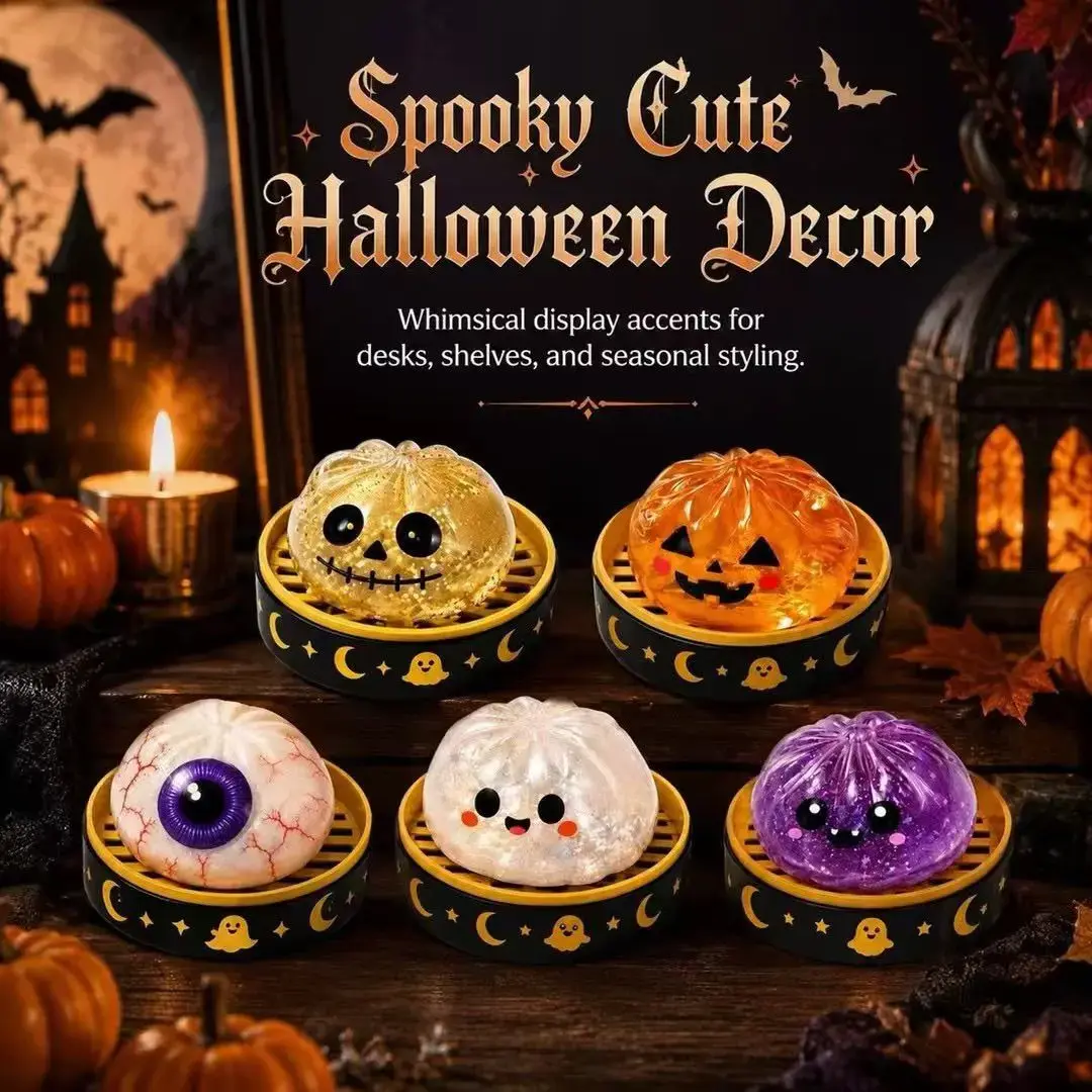 Halloween Ghost Faces Soft Rubber Stress Relief Toy - Creative, Portable Anxiety Relief Item for Party Bags, Festive Party Gifts