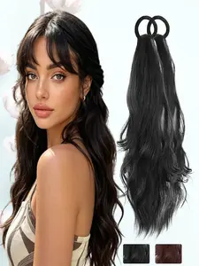 KAIRIYA 18" Wavy Ponytail 2-Pack: Long Fluffy Synthetic Hairpiece Set with Secure Elastic Hair Tie, Lightweight Natural Volume for Women Holiday Party & Daily Comfort Styling