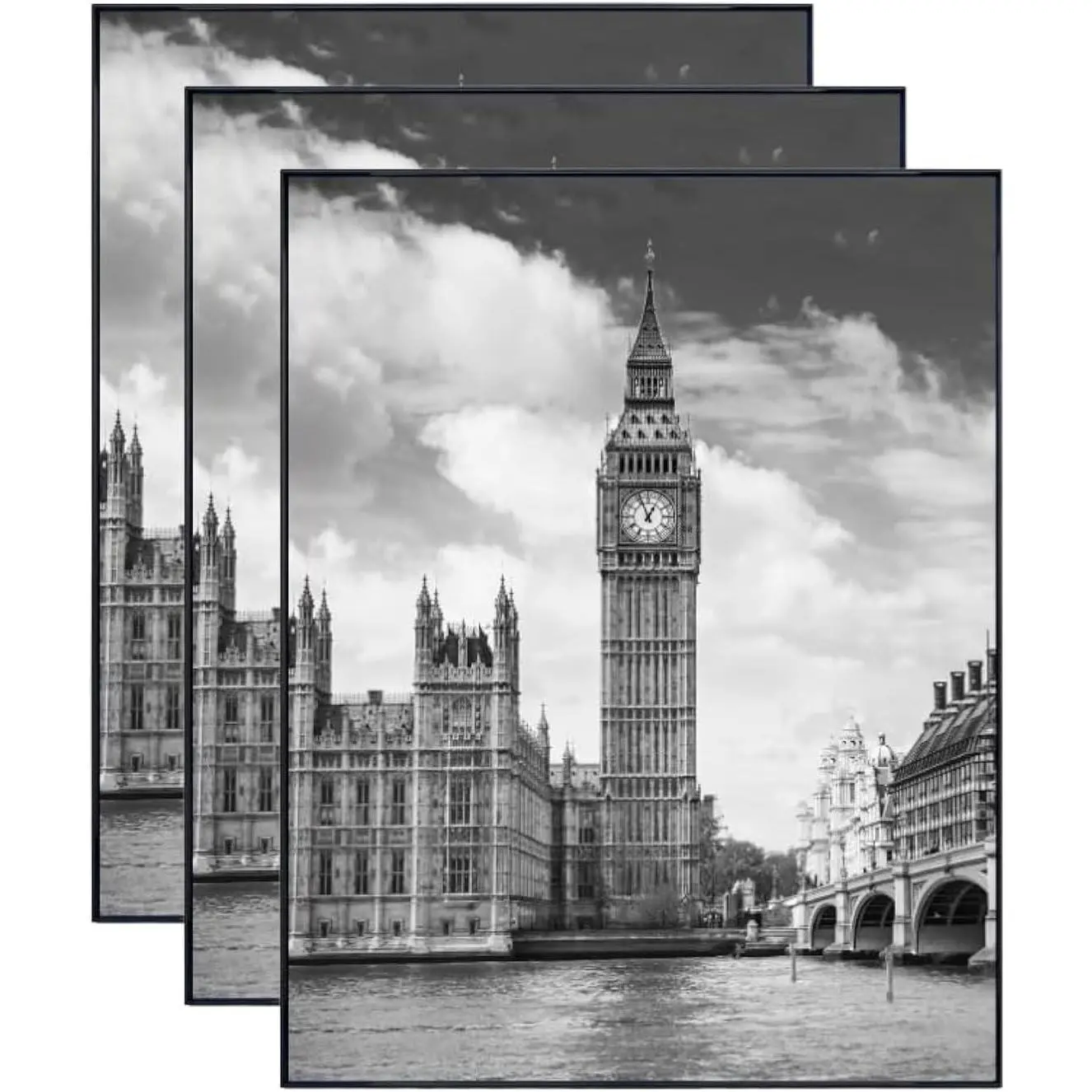Front Loading Black Picture Frame 11x14 Set of 3 Wall and Table Mounting