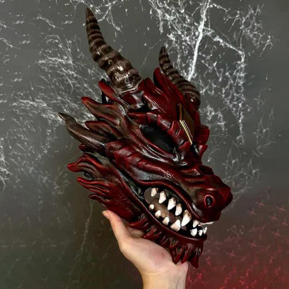 Dragon Head Mask Cosplay Animal Monster Demon Horror Latex Helmet Halloween Carnival Dress Up Party Costumes Props Gifts