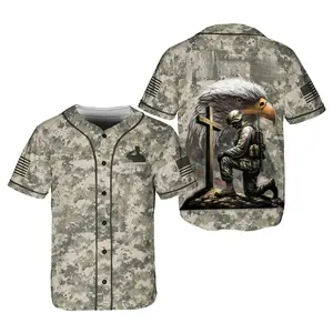 Army Veteran Baseball Jersey USA Flag Camo America Apparel