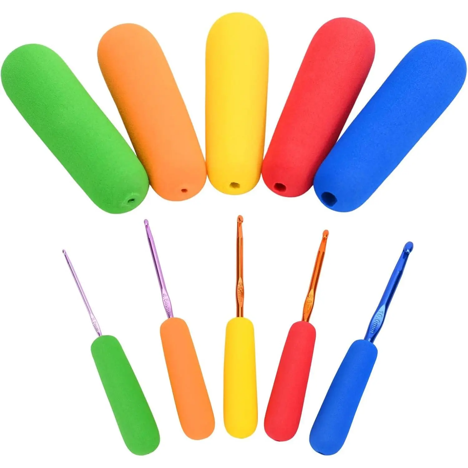 Crochet Hook Grip  Grips Crochet Handle Multi-Size  Crochet Hook Handle Attachment Fits 2mm-10mm Hooks- for Comfort and  Hands (Only EVA Handle)