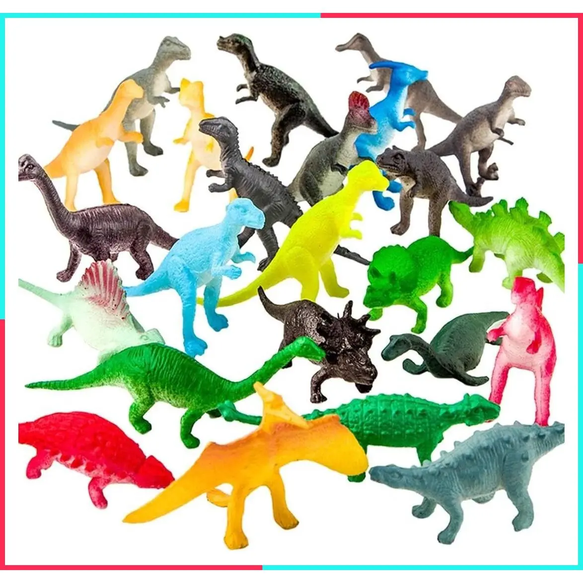 82 Piece Mini Dinosaur Toy Set for Dino Party Favor Supplies Birthday Cupcake Toppers - Assorted Vinyl Plastic Figure Toys for Kids Toddler Pinata Filler School Carnival Prize Bulk Goodie Bag Stuffers