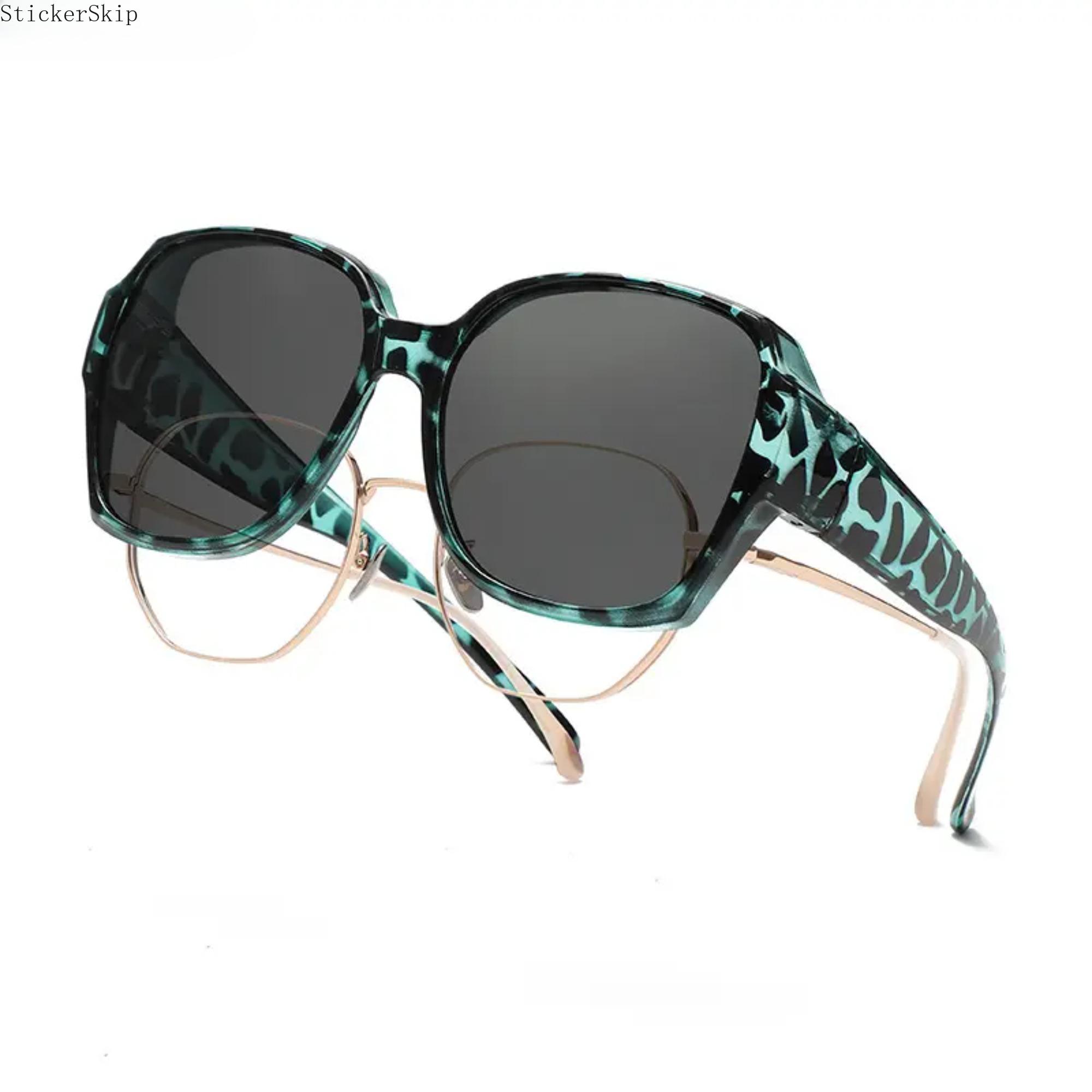 2026 Trendy Oversized Fit Over Sunglasses – Polarized UV400 Anti-Glare Shades, Bold Geometric Frame Lightweight Flexible Design for Men & Women, Wear Over Prescription Glasses for Driving, Outdoor & Daily Use