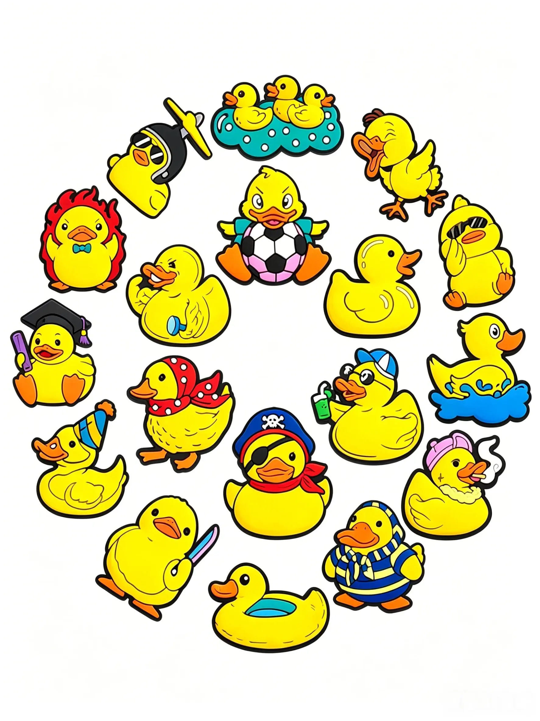 18PCS Cute Duck Animal Pattern Shoe Accessories, DIY Shoe Charms Holey Shoes Button Sandals Decor, Suitable for Children and Adults, All Seasons, Cute Shoe Decorations