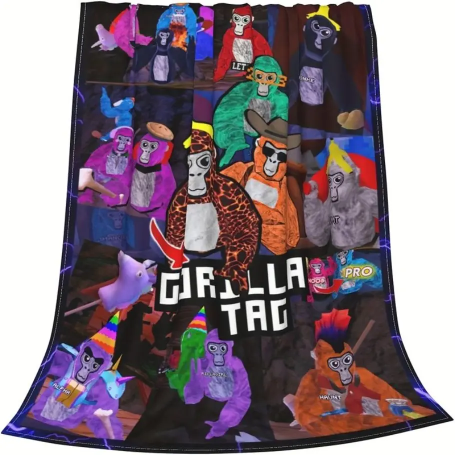 Gorilla Tag Ultra-Soft Microfiber Blanket Throw - 280 GSM Plush, Cozy, Lightweight, Fade-Resistant, Wrinkle-Resistant, Shed-Free, Holiday Print, All-Season, Indoor/Outdoor Decor, Ideal for Adults, Bed/Camping Use, Great Gift