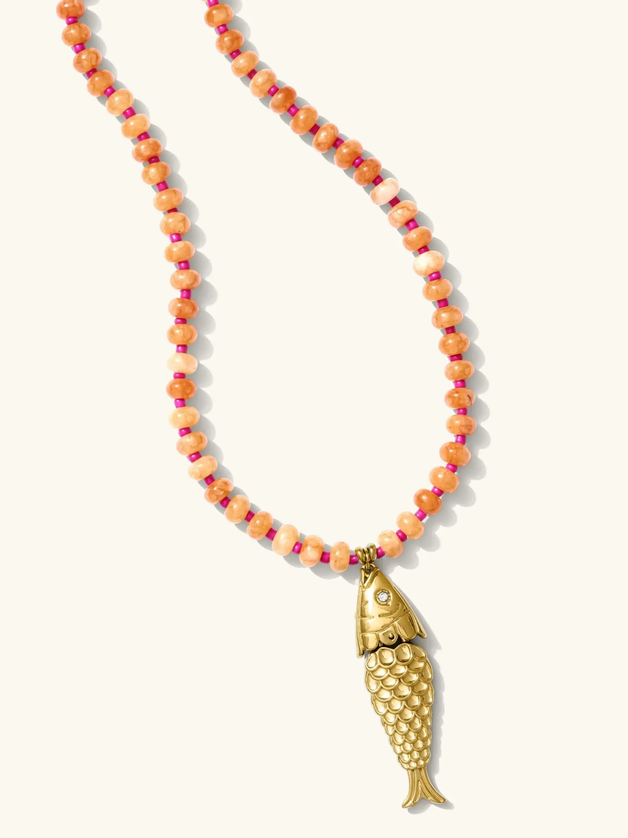 Stainless Steel Fish Scale Pendant Necklace, Boho Style Natural Stone Bead Charm, Daily Wear Jewelry for Women, All Seasons Accessory, Fashion Jewelry