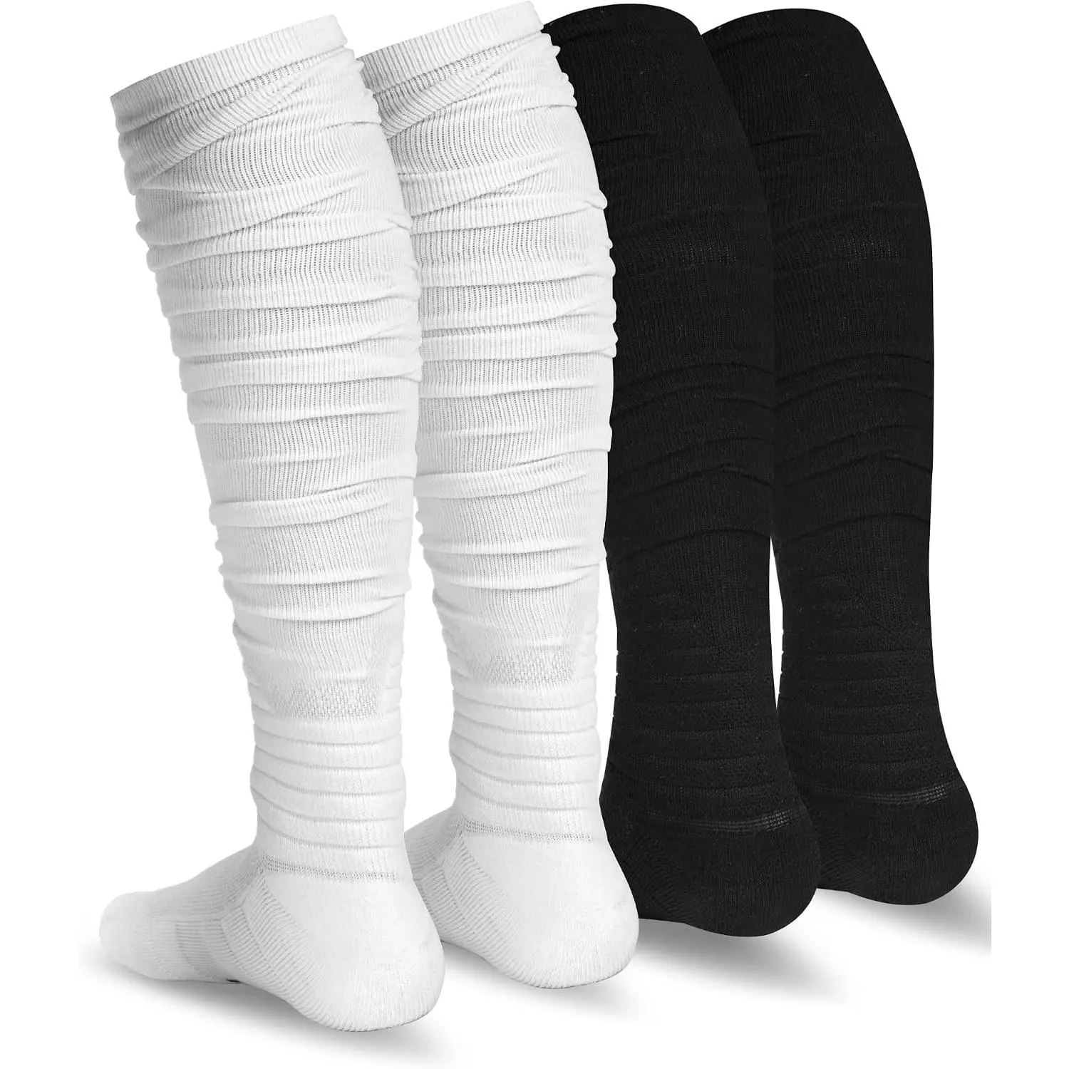 Scrunch Football Socks 2 Pairs, Extra Long Padded Sports Socks for Men & WomenGift