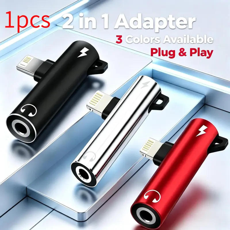 1/2pcs 2-in-1 Lightning to 3.5mm Audio Jack Adapter Converter Support Charging & Headphone Audio Output Plug And Play For iPhone