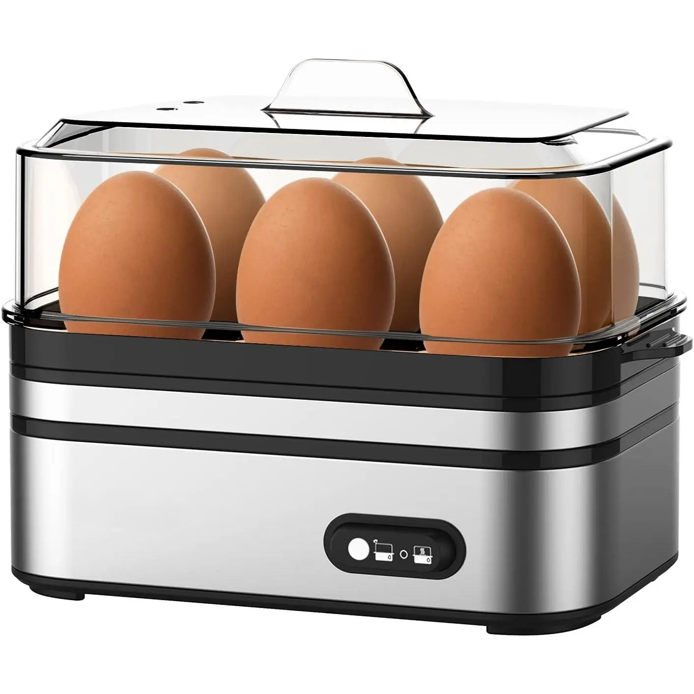 Electric Rapid Cooker - 6-Capacity, Soft/Medium/Hard Boiled Settings, Poacher, Omelet Maker, Auto Shut-Off, BPA-Free Home Supply