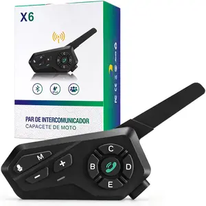 Helmet Bluetooth Intercom Headset, Connects Up to 6 Devices, 4500m Range, Bluetooth-compatible V5.2, Ipx7 Waterproof, 1000mah Battery, 33h Music Playtime