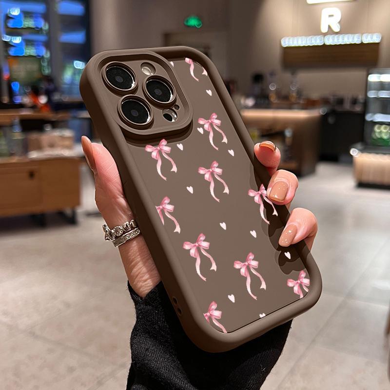 Bow Pattern TPU Phone Case for iPhone 17 16 15 14 Pro Max 13 12 11 XR XS Air Plus Shockproof Full Camera Protection Durable slim Silicone Cover Cellphone Protective