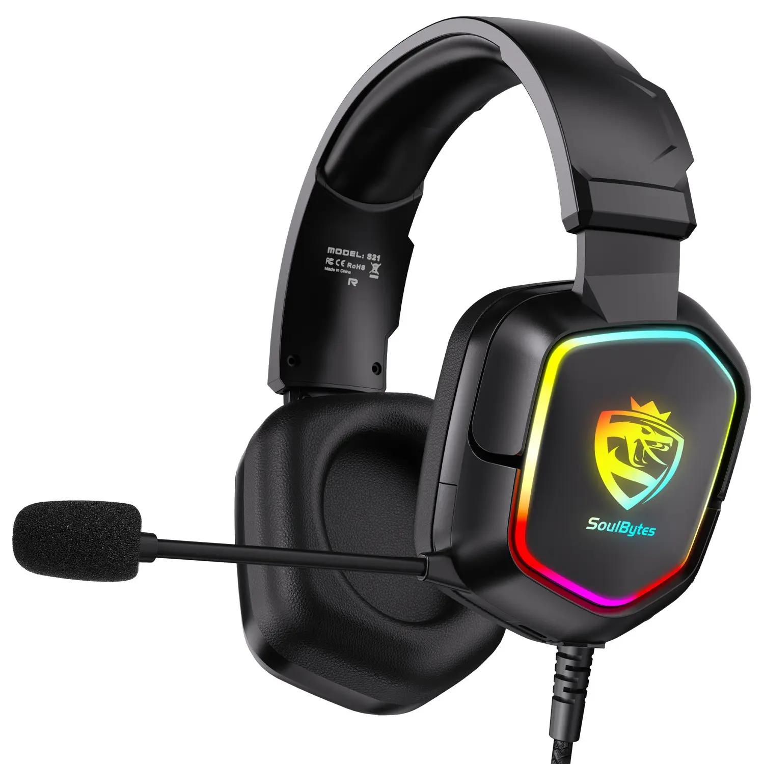 RGB Esports Gaming Headset, 3.5mm Wired Over-Ear with Mic, High-Fidelity Sound, Comfortable Ear Cups, Volume Control, Ps5, Ps4, Xbox, PC