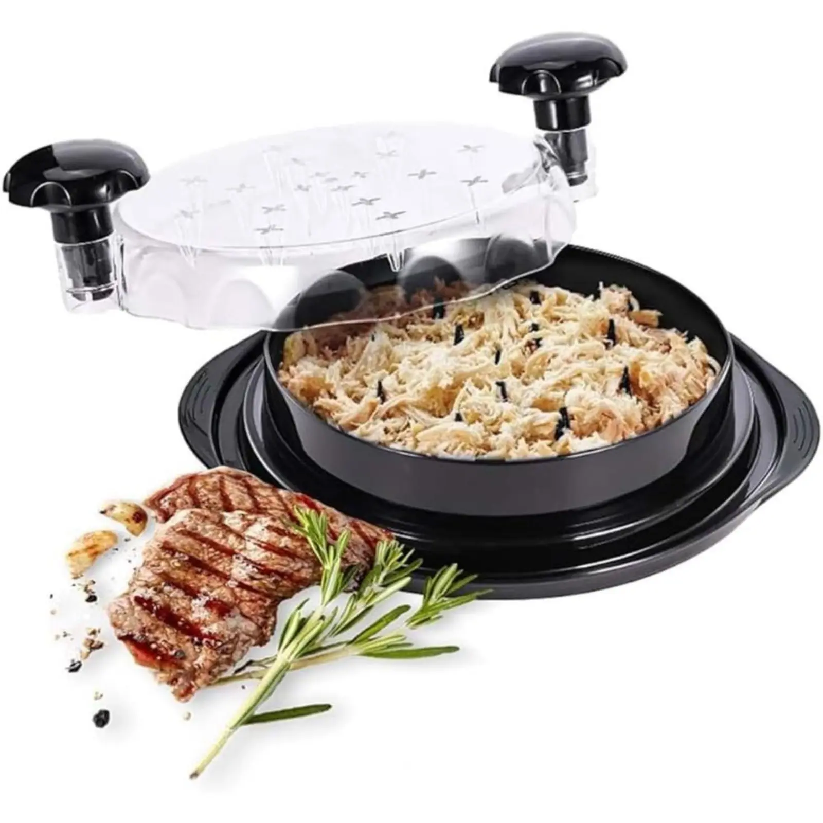 Chicken chopper tool rotation - chicken breast chopper and grinder with meat tenderizer and cleaning brush, ergonomically designed for chopping chicken, pork, beef, etc