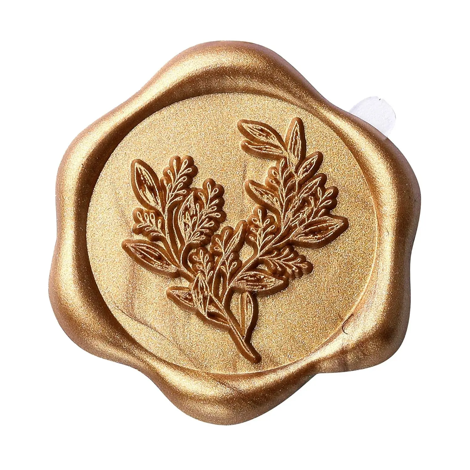 Eucalyptus Wax Seal Stickers, 50 Pack Antique Gold Self Adhesive Envelope Seal Stickers for Wedding Party Birthday Christmas