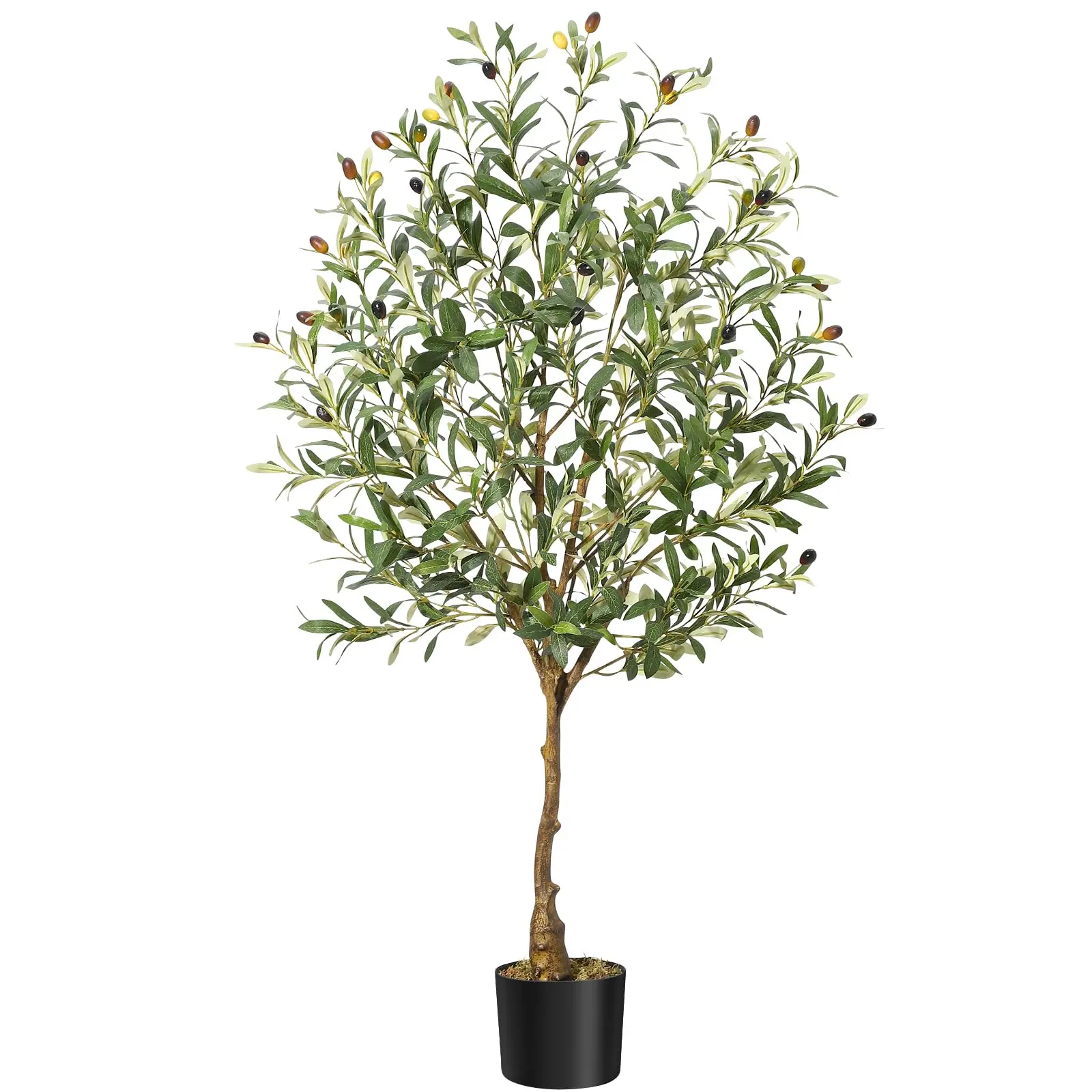 GARVEEArtificial Olive Trees in 4FT to 7FT Heights with Realistic Trunks, Leaves, and Fruits - Perfect Indoor Decor for Home, Office, Living Room, Bedroom, Stairs, and Foyer Featuring Potted Topiary Design with Dried Moss