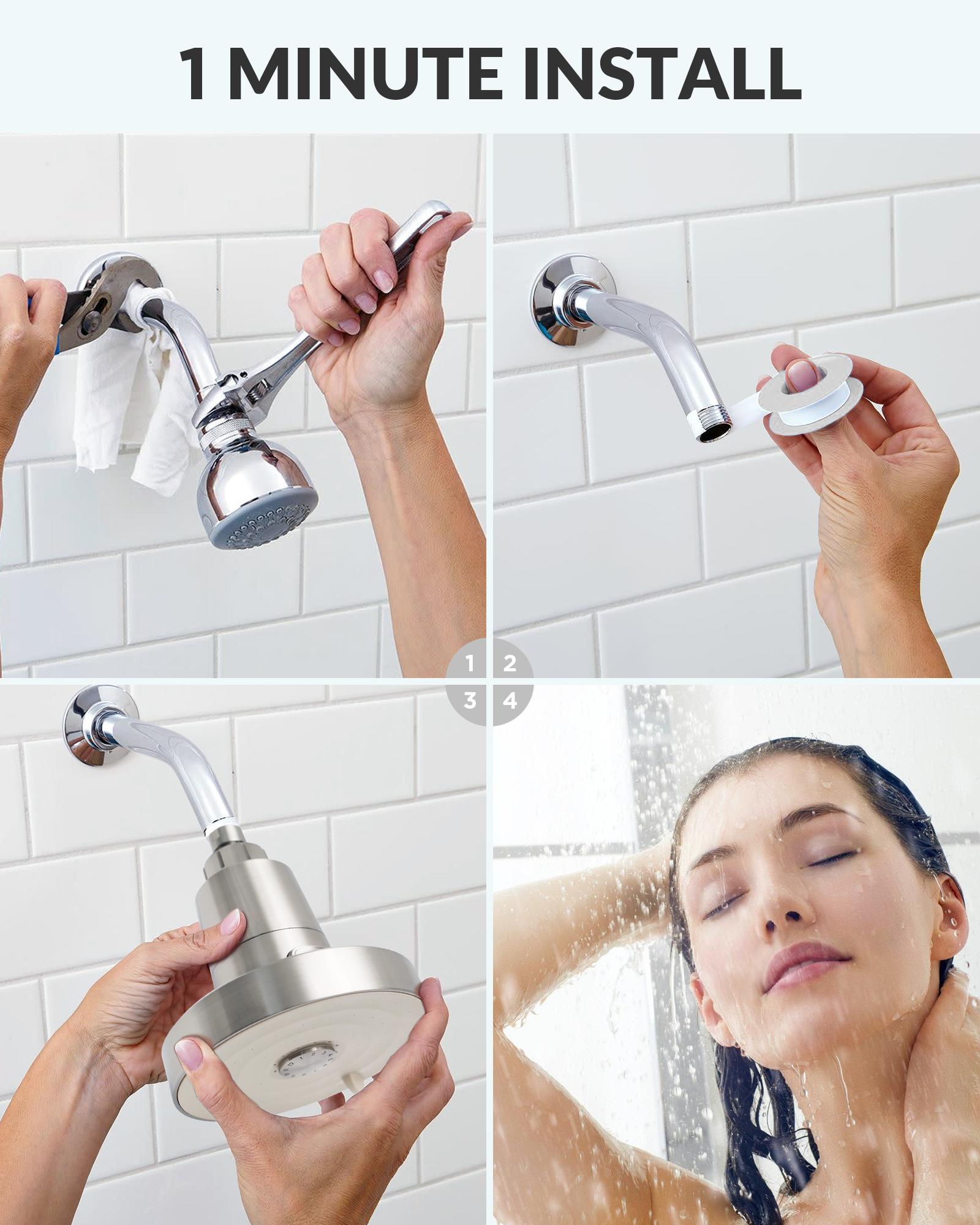 Filtered Shower Head for Hard Water, KDF-55 Filter Dermatologist Recommended for Softening Hard Water, Advanced Filtration for Hair and Skin (BNP)
