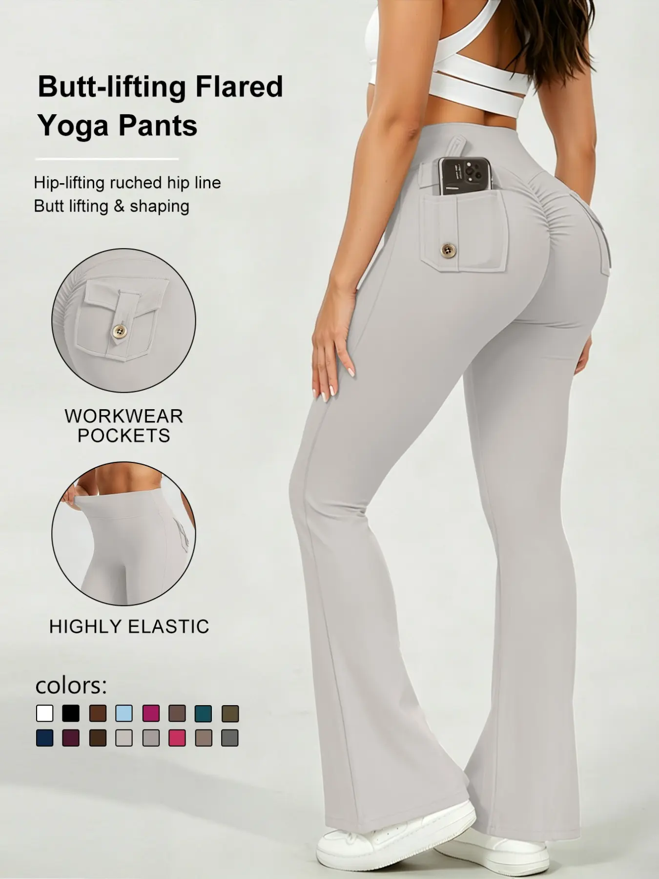 High Waist Micro Flare Leggings, Slimming Design, Athletic Stretchable Comfortable Breathable Fabric, Versatile for Gym, Casual Wear, and More, Activewear Pants