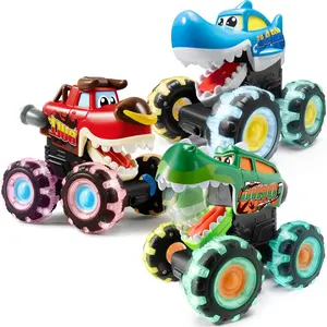 3 Pack Monster Truck Toy - Motion Activated Light Up Cars  Toddlers - Monster Glow Rover LED Wheels - Baby Boy Toys - Press and Go Trucks  Kids Boy Birthday Gifts Easter Basket Stuffers