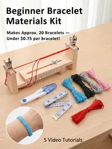5-Color Braided Bracelet Kit, DIY Craft Supplies, Includes Tools for 20 Finished Bracelets, 5 HD Video Tutorials, Ideal for Beginners