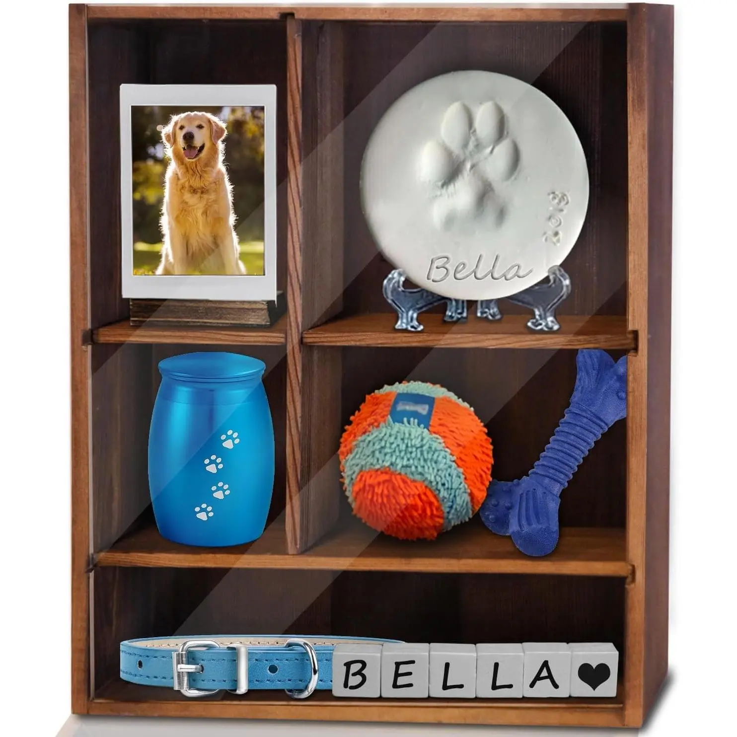 Solid Wood Pet Memorial Shadow Box Frame 11*14" Pet Memory Box with Adjustable Shelves for Dogs or Cats Pet Keepsake Urn Ashes Deep Display Case for Pet Sympathy Gift Carbonization Black