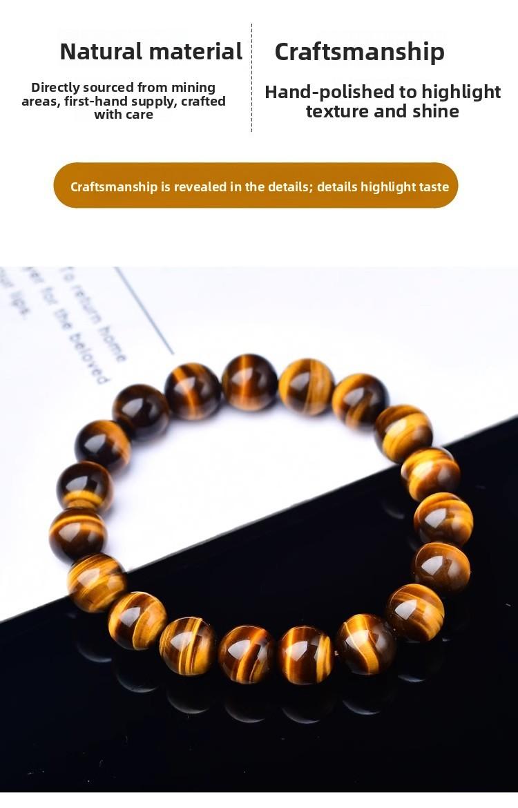 Natural Tiger Eye Stone Bracelet for Men and Women, Yellow Tiger Eye Stone, Colorful Tiger Eye Cat Eye Stone, Wood-Transformed Tiger Eye Stone Bracelet