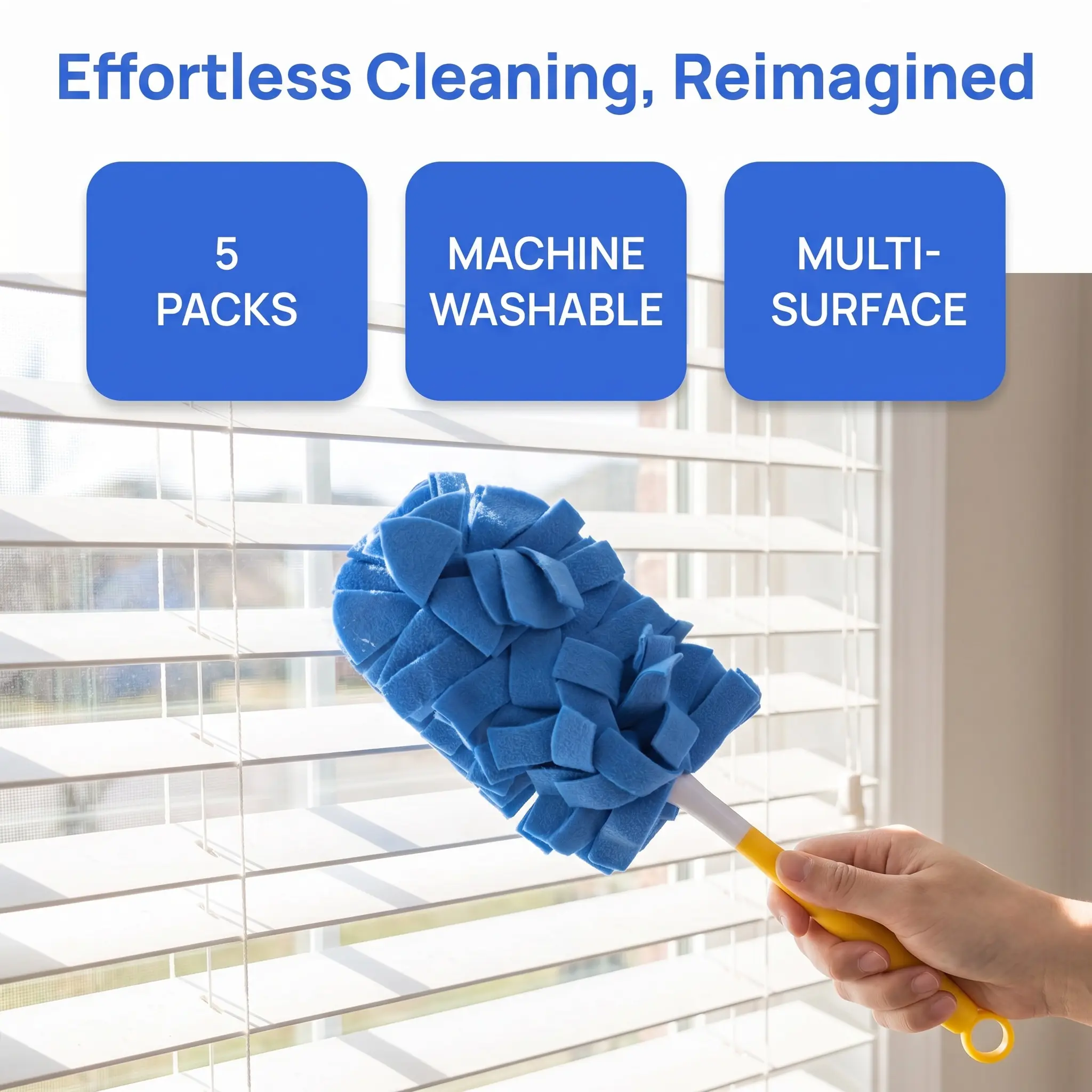 5PCS Electrostatic Duster Refills with handle for swiffer, 360° Larger Multisurface Heads with 5X Microfiber Cloths,Machine Washable Reusable, Home Cleaning Products, Electrostatic Duster Cloths-YY2