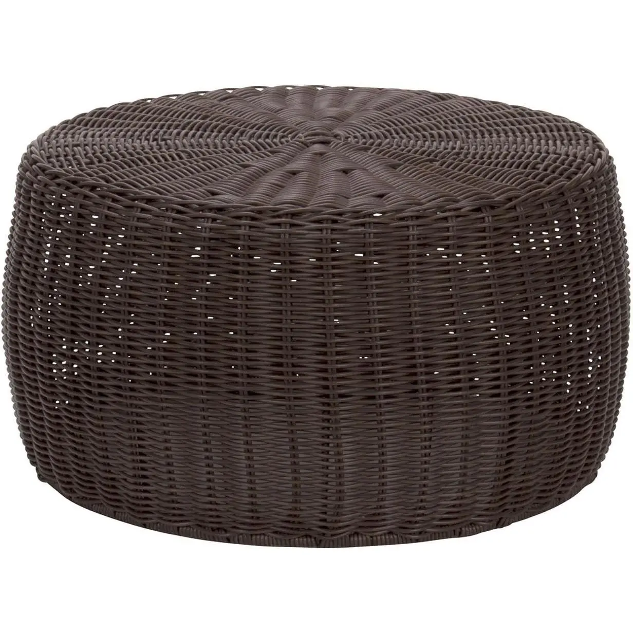 Round Handwoven Resin Storage Stool Ottoman, Brown