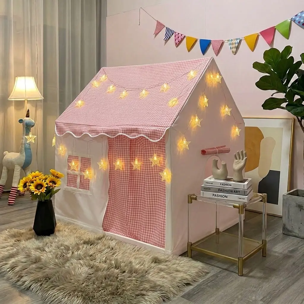Photo Game Tent, Grid Indoor Game Tent with Roller Blind, Playhouse Design, Spacious Interior, Breathable Fabric, Comfortable Private Space for Bedroom, Gaming Room and Playroom, Playhouse