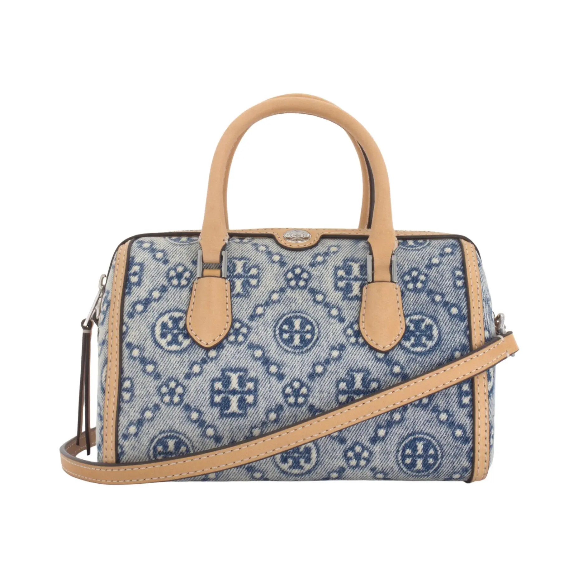 Tory Burch T Monogram Detachable Strap Crossbody Handbag for Women – Mini Cotton Bag in Light Blue