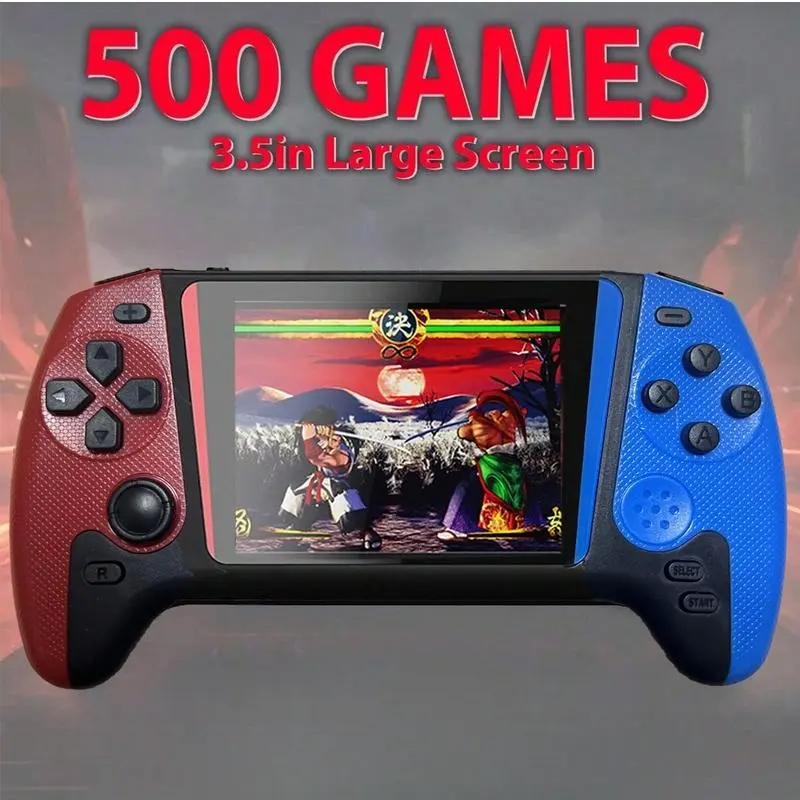 Portable Retro Video Handheld Games Console, Portable Game Player, 3.5-Inch Screen Joystick, 500 Game Library, Wireless Controller, Rechargeable Battery, TV Connection, Gaming Console, Handheld Game Consoles