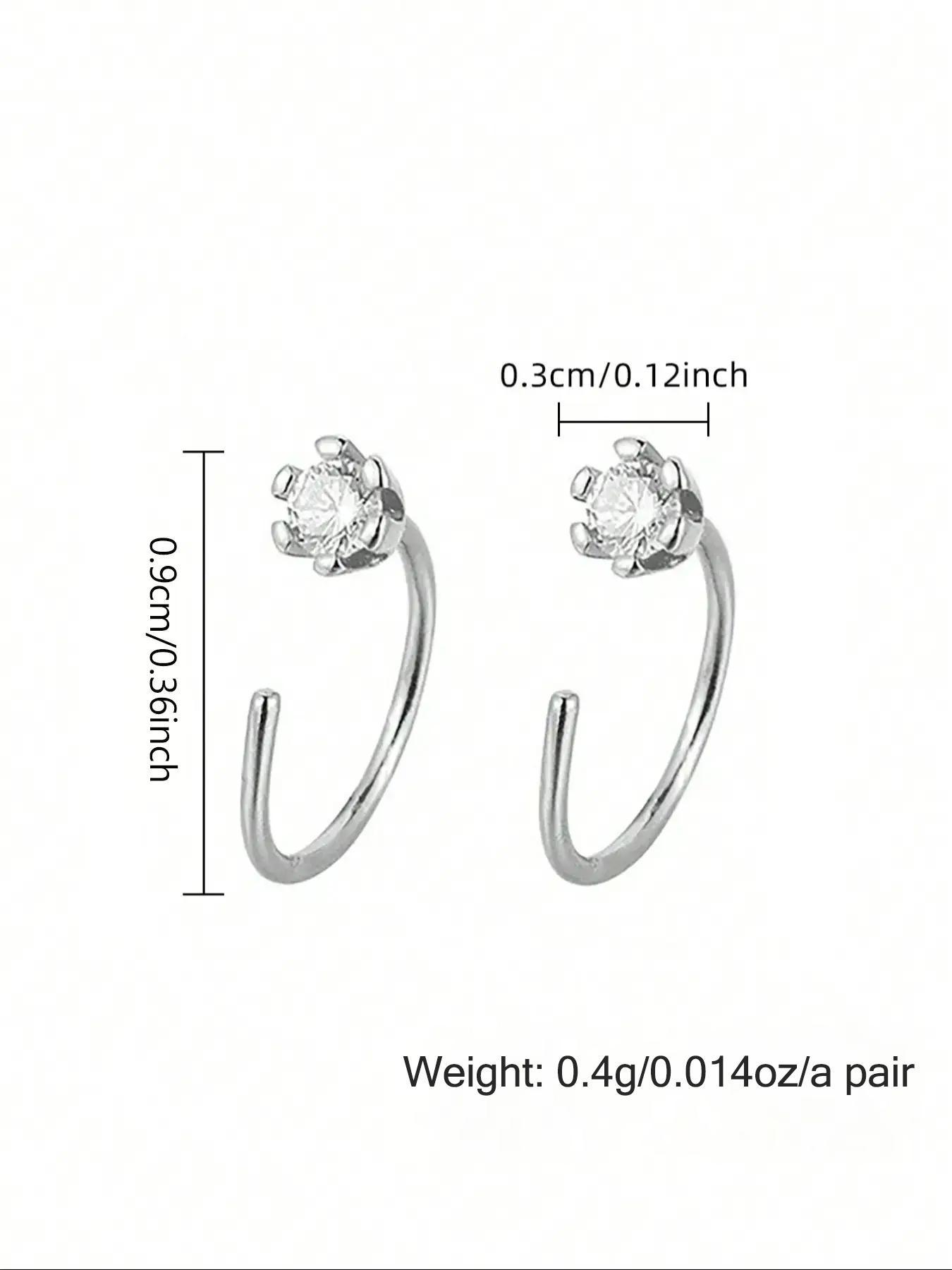 S925 Sterling Silver Rhinestone Decorated Earrings, Hoop Earrings, Stud Earring Jewelry, Fashion Jewelry for Women for Party, Daily Clothing Decor, Trendy All-match & Exquisite Jewelry for Birthday Gift, Elegant Minimalist Earrings