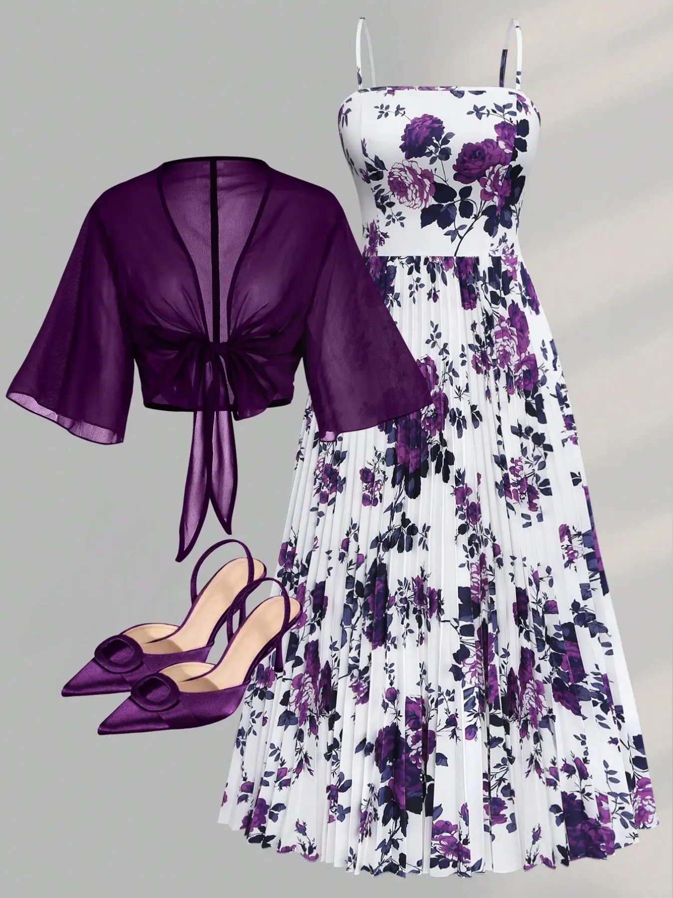 Elegant Floral Print Dress Set for Women, Chiffon Jacket and Skirt Two-Piece, Perfect for Vacation and Dates, Cute and Chic Ladies Ensemble, Lightweight