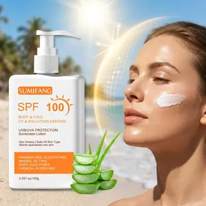 SUMIFANG SPF 100 Sunscreen Lotion 150g – Contains zinc oxide, niacinamide, and aloe vera to protect against UVB/UVA and pollution | Non-greasy, chemical-free, suitable for face and body.