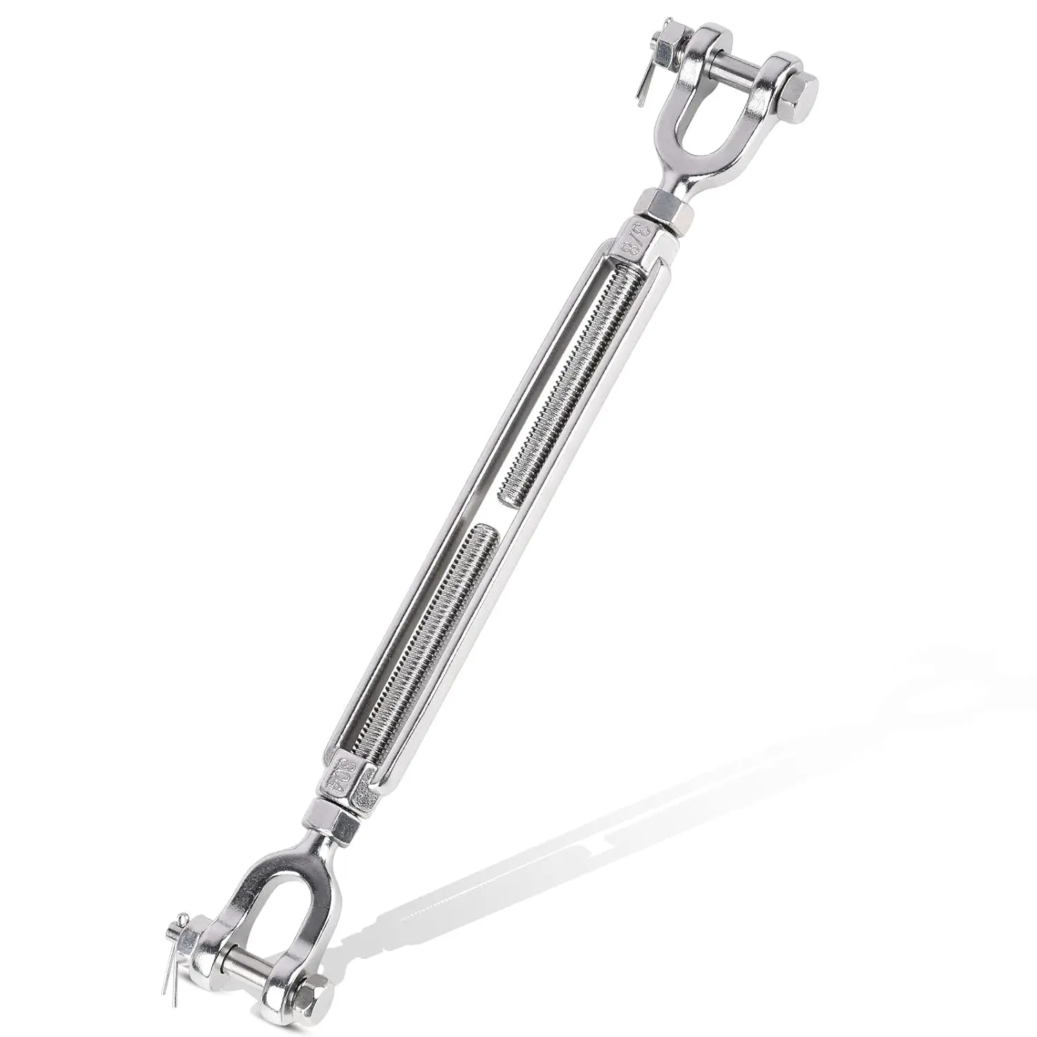 Turnbuckle 3/8 M10 304 Stainless Steel Turnbuckle, 3200 lbs Working Load Limit, Jaw and Jaw Turnbuckles for Cables Wire Tensioner, Turnbuckle for Shade Sail, Yard Zipline