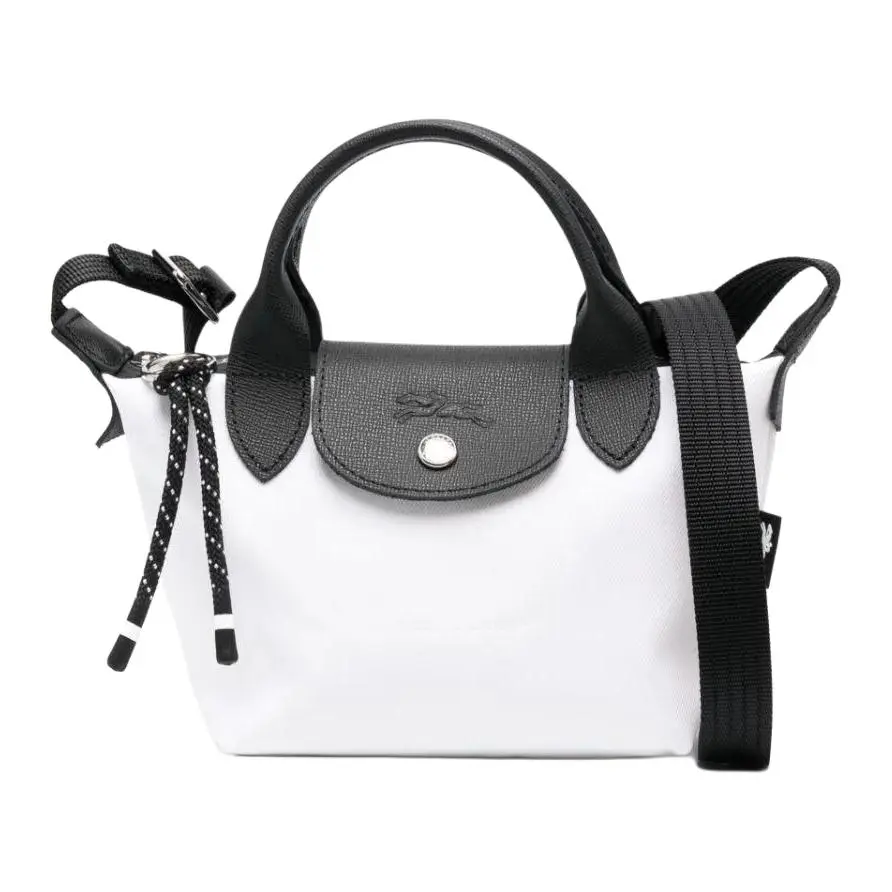 Longchamp Le Pliage Energy 17 Mini Crossbody Bag for Women – Canvas and Leather, Black and White