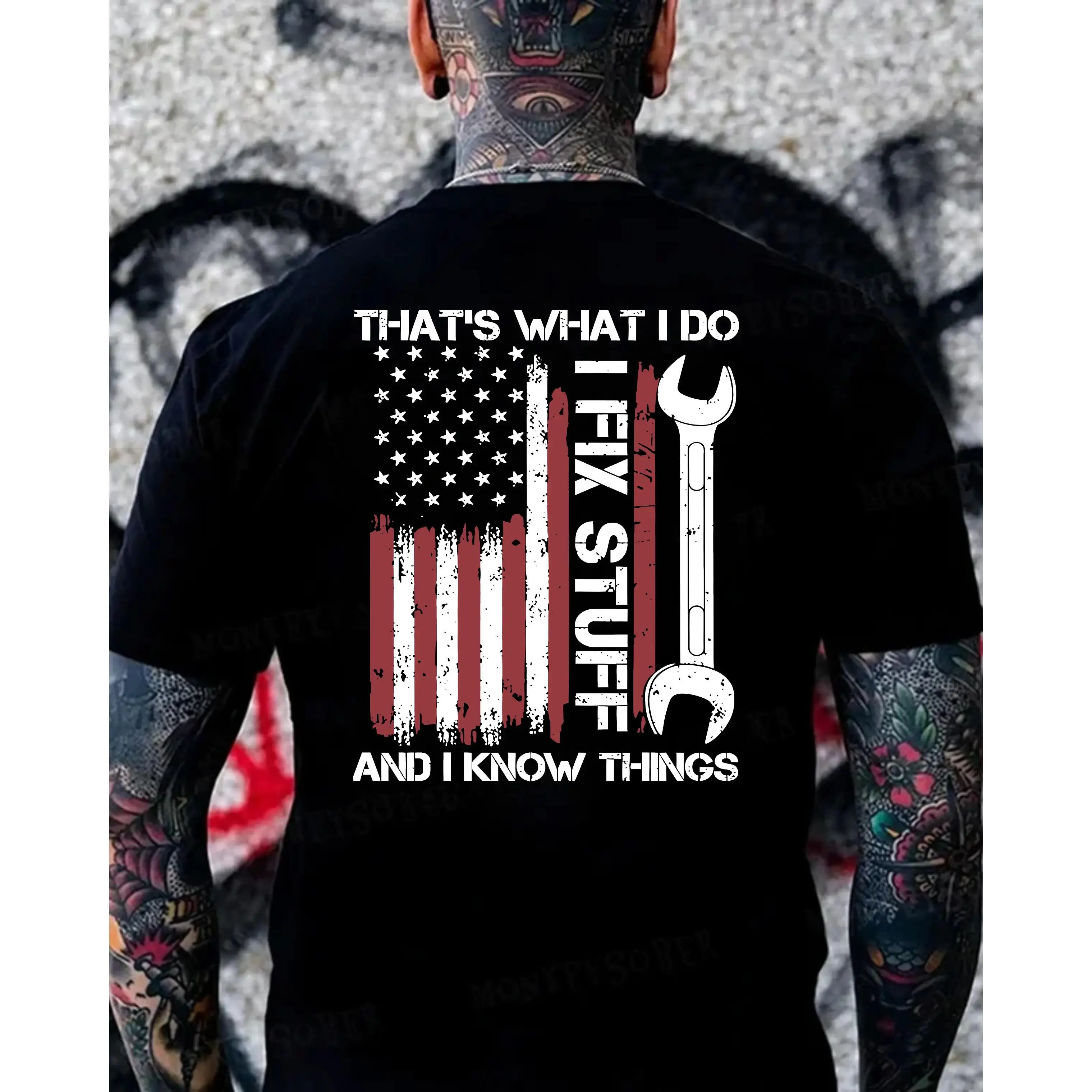Men's Graphic Hoodie for Mechanics, 'I Fix Stuff And I Know Things' Casual Long Sleeve Streetwear Pullover Top, Mechanic Wear, Tshirt, Multi-Size, Round Neck, Menswear, Streetwear Fit, Clothes, Mechanic Theme